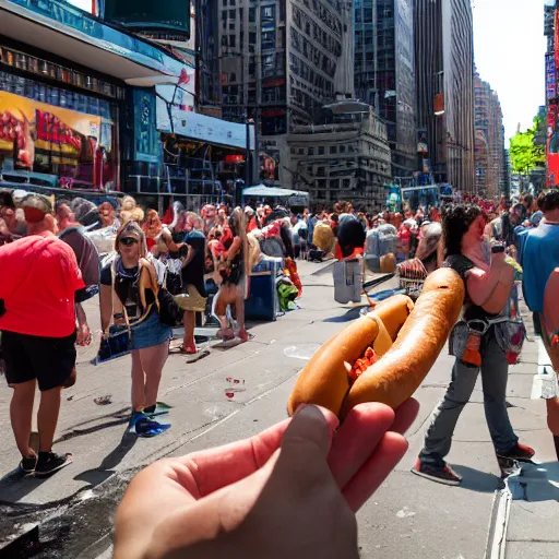 Image similar to 4 k photo of the hot dog incident of 2 0 1 6 in new york city