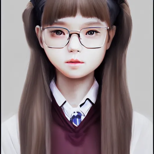 Prompt: a perfect, realistic professional digital sketch of a semirealistic schoolgirl, by pen and watercolor, by a professional Chinese Korean artist on ArtStation, on high-quality paper