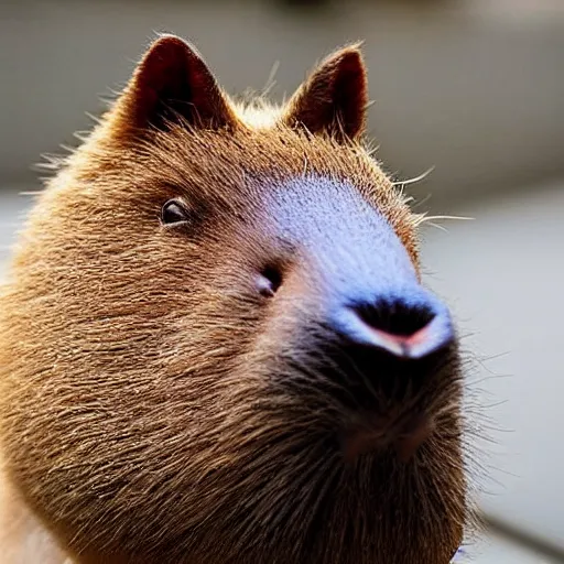 Prompt: capybara head, a man wearing a suit capybara head (smoking cigar)