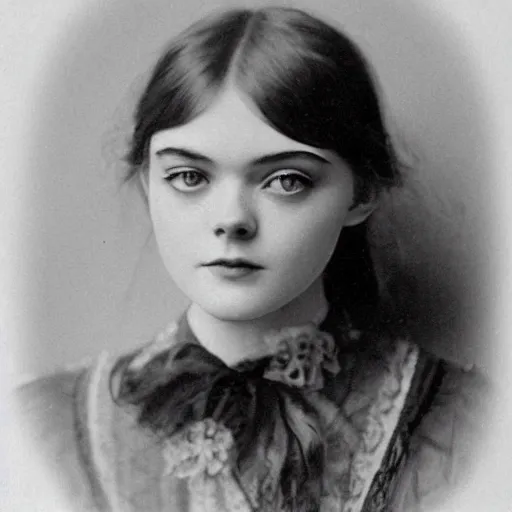 Image similar to headshot edwardian photograph of elle fanning, middle - aged, realistic face, trending on artstation, 1 9 1 0 s, 1 9 0 0 s, 1 9 2 0 s, grainy, victorian, detailed, slightly blurry