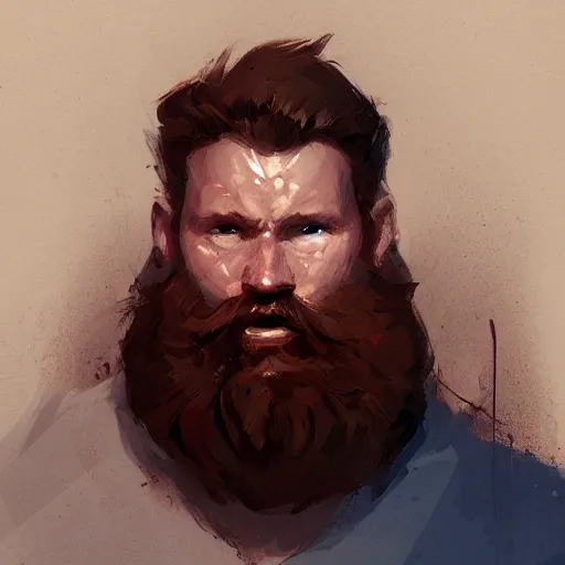 Image similar to portrait of a super friendly man by greg rutkowski, he is about 3 0 years old, english, short red hair, blue eyes, short red beard, highly detailed portrait, digital painting, artstation, concept art, smooth, sharp foccus ilustration, artstation hq