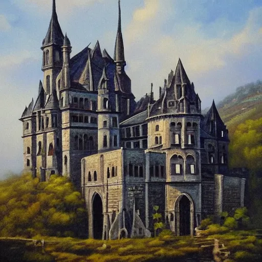 Prompt: gothic castle, extremely detailed, oil painting