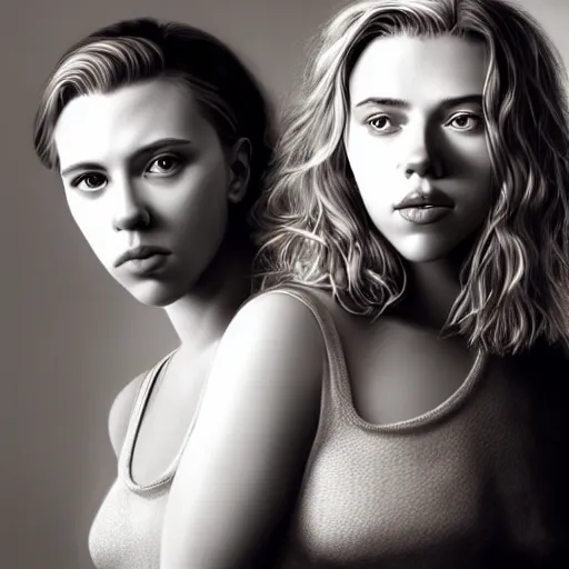 Prompt: intricate beautiful hyperreal portrait of a young scarlett johansson and young scarlett johansson, smiling softly, casual clothes, relaxing on the couch, home interior, golden hour, close up shot, 8 k, art by irakli nadar, hyperrealism, hyperdetailed, ultra realistic