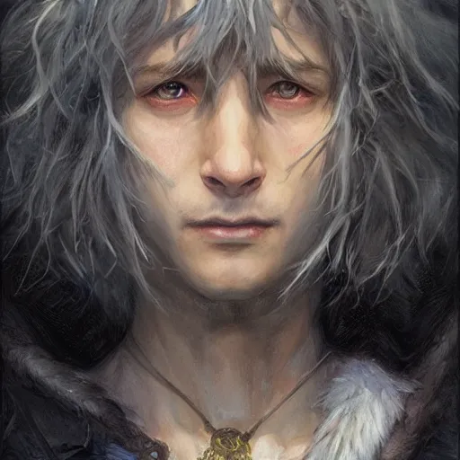 Image similar to howl from howl's moving castle as a realistic fantasy d & d character, closeup portrait art by donato giancola and greg rutkowski, realistic face, digital art, trending on artstation, symmetry!!