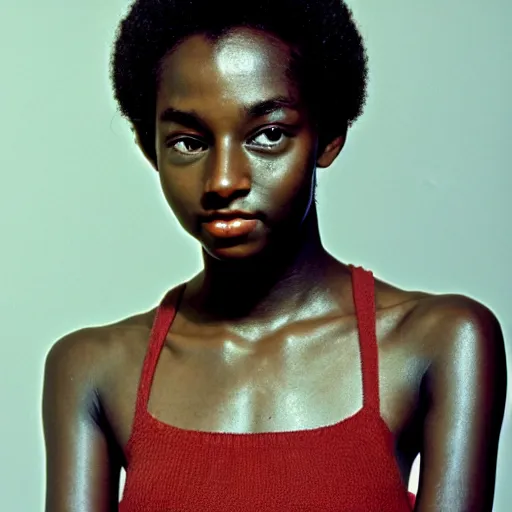 Image similar to photo of a beautiful 1 9 8 7 black young female model