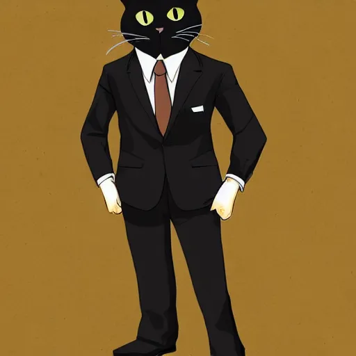 Image similar to cat wearing a suit artstation