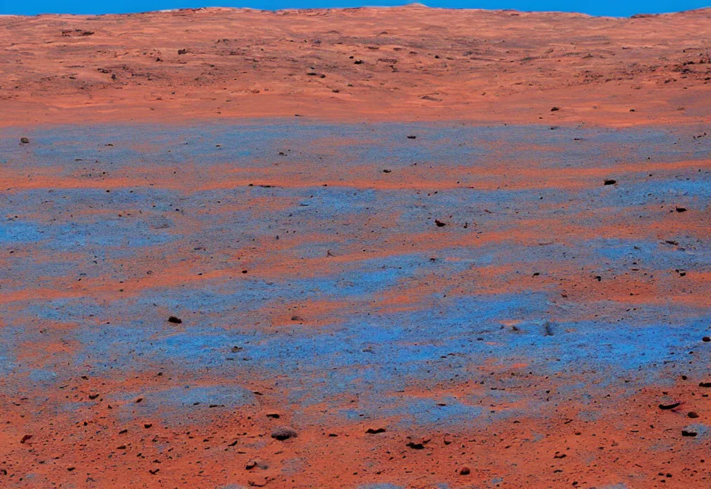 Image similar to mars landscape with blue vegetation