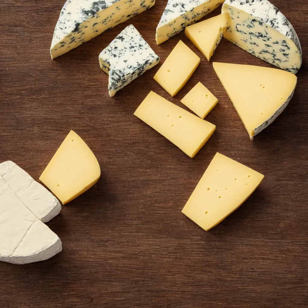 Prompt: close-up view of cheese on top of a wooden table, 8k, high detail, photorealistic, proper shading