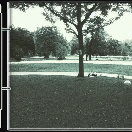 Image similar to gameboy camera dmg gbc photo of a peaceful day at the park. low res 8 - bit chunky monochrome black and green photography.