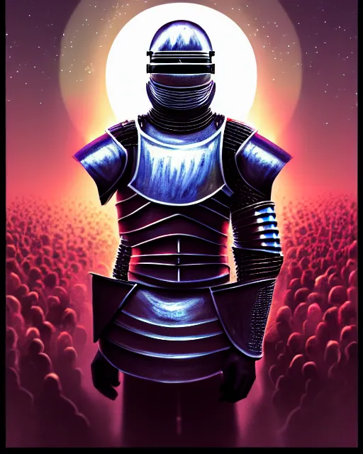 Image similar to hyper - realistic illustration of a knight, in a sci - fi music festival, digital painting, sharp focus