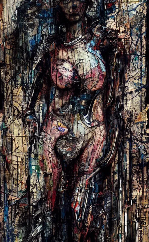 Image similar to beautiful woman made of mech mask rendered in unreal engine, cyberpunk, full body, rave, scifi, painted by albrecht durer | bernard buffet | carne griffiths | wlop