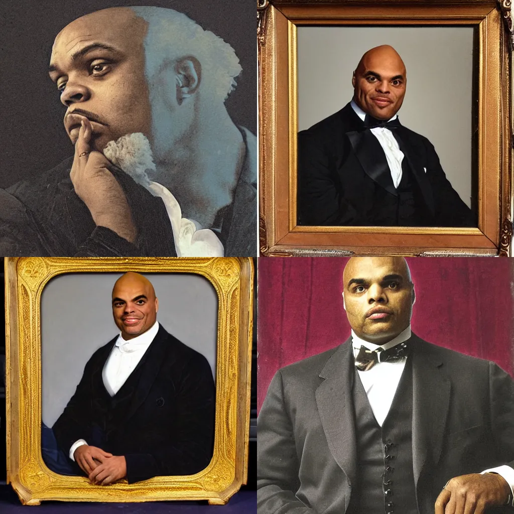 Prompt: Charles Barkley in an old Victorian portrait