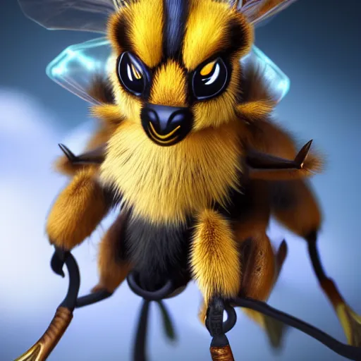 Image similar to photography of a realistic beedrill animal, ultra detailed, 8 k, cinematic lighting, natural background, trending on artstation, pokemon