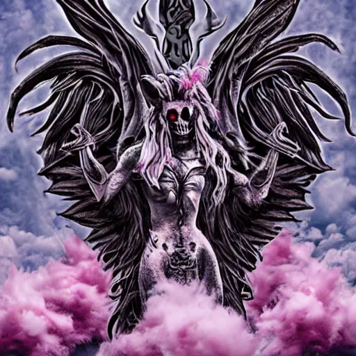 Prompt: death metal album cover featuring fluffy unicorns and cotton candy