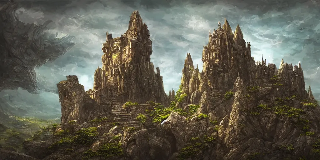 Prompt: The Sci-Fi castle in a stone landscape, wallpaper ,d&d art, fantasy, painted, 4k, high detail, sharp focus