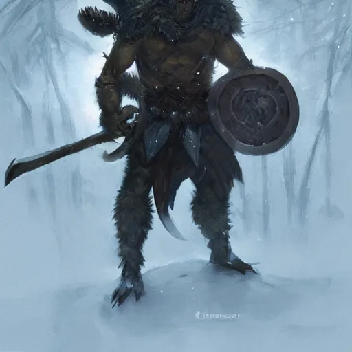 Image similar to anthropomorphic turtle barbarian humanoid, carapace, greg rutkowski, blizzard, winter, night, furs, fantasy