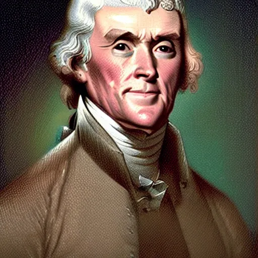 Prompt: a portrait of an incrediblely muscular, and sexy, thomas jefferson