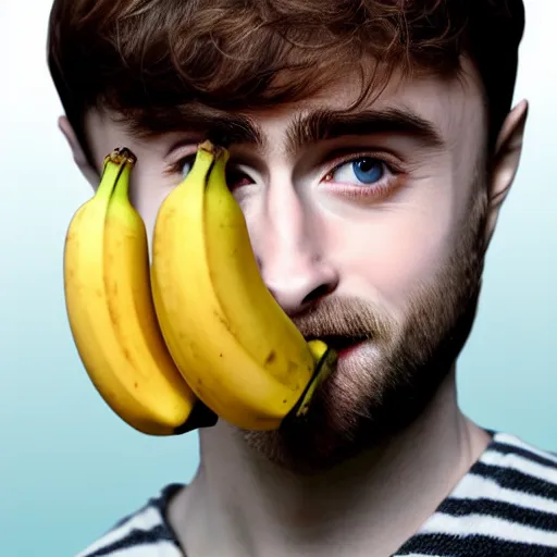 Prompt: photo of a banana looking like daniel radcliffe, 8 k