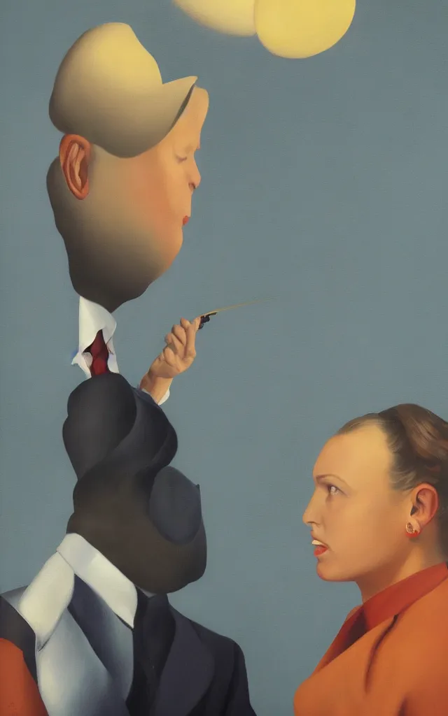 Image similar to the human vondition, realistic painting, 4k, in the style of rene magritte