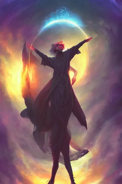 Image similar to a powerful sorcerer man standing in front of otherworldly portal, casting spells, magic, full body character concept art, honeycomb, by artgerm, tom bagshaw, gerald brom, vaporwave colors, lo - fi colors, vaporwave, lo - fi, moody vibe, goth vibe, 4 k, hd,