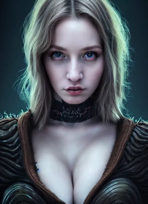 Image similar to an ugly monsterish horrifying slimy scottish female photo, professionally retouched, soft lighting, realistic, smooth face, full body shot, torso, dress, perfect eyes, sharp focus on eyes, 8 k, high definition, insanely detailed, intricate, elegant, art by artgerm and jason chan