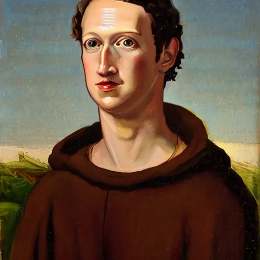 Image similar to mark zuckerburg as a 1 2 th century peasant in england, painting, exhibited at the british museum, oil on canvas, restored