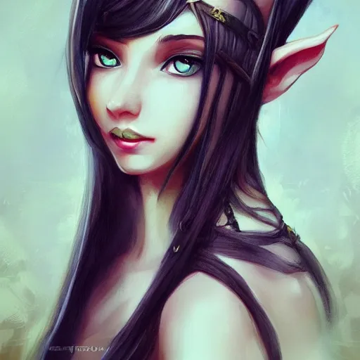 Image similar to detailing character concept portrait painting of cute elvish queen girl, high fantasy, elegant, art station, pixiv, trending, editor’s pickup