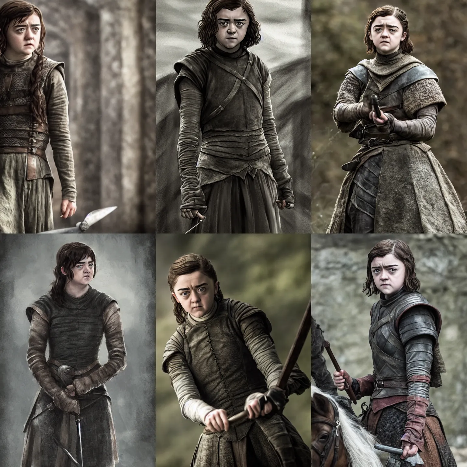 Prompt: maisie williams as arya stark by charlie boatwater