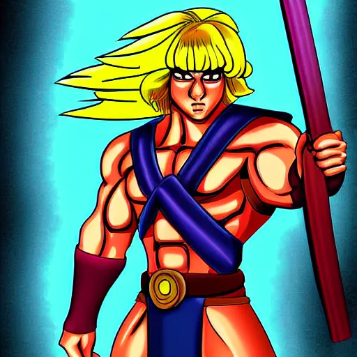 Image similar to he - man digital painting, highly detailed, anime