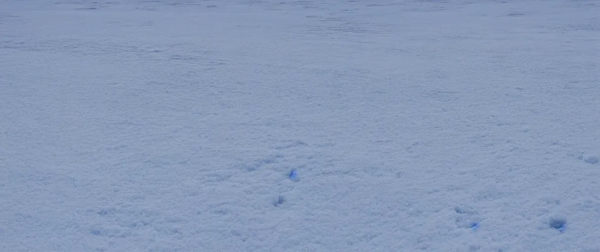 Image similar to a high quality color closeup hd 4 k film 3 5 mm photograph of very heavy blizzard in desolate antarctica with a single trail of footsteps in the snow