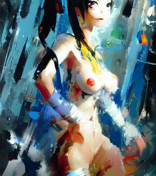 Image similar to john berkey painting of an anime woman