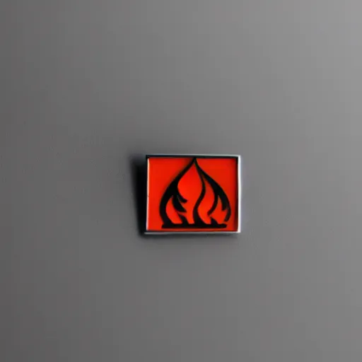 Image similar to a photo of a retro 6 0 s minimalistic clean fire warning enamel pin, studio lighting, behance