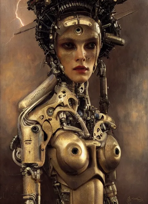 Image similar to a portrait of a mechanical woman, by h. r. giger, detailed by gaston bussiere, bayard wu, maxim verehin, greg rutkowski, masterpiece, sharp focus, cinematic lightning