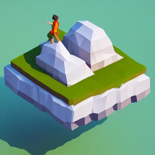 Image similar to dream a floating island isometric art, low poly art, game art, artstation, 3D render, cgsociety