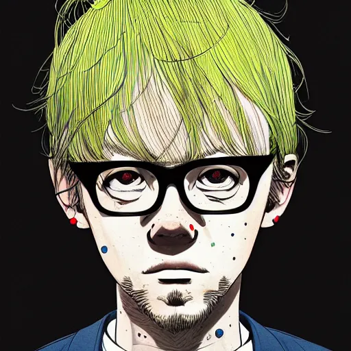 Image similar to a portrait of blonde male by inio asano, beeple and james jean, hiroyuki takahashi color scheme, digital art