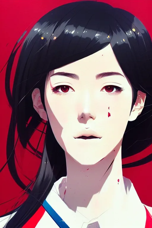 Prompt: a ultradetailed beautiful panting of a stylish woman wearing a japanese school uniform, she has black hair, by conrad roset, greg rutkowski and makoto shinkai, trending on artstation