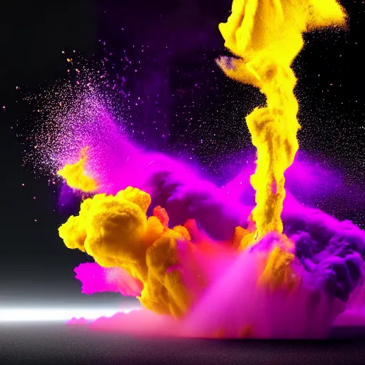 Image similar to color powder explosion on black background, particles, fine detail, hyperrealism, realistic, sharp focus, octane render, sidefx houdini, artstation, vfx