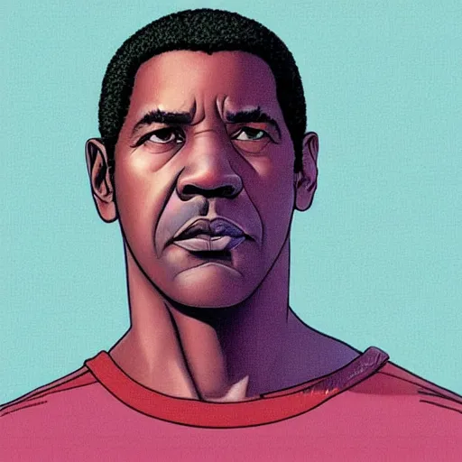 Image similar to “ denzel washington retro minimalist portrait by jean giraud, art of moebius, sharp, smooth face, comic, 8 k ”