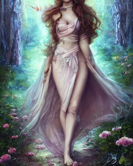 Prompt: a beautiful female fairy, 8 k, hyperrealistic, hyperdetailed, full body length, fantasy portrait by laura sava