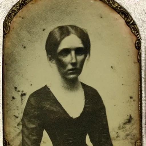 Prompt: a hq daguerreotype photo of a spooky beautiful woman in 1 8 5 0