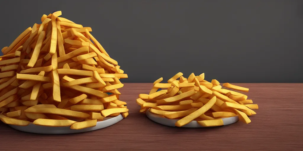 Prompt: house made of french fries, artstation trending, winner, 1 st place, octane render, 8 k, dramatic lighting, tasty, food photography, food decoration, highend, illustration!!!!, fine details,