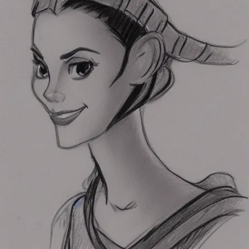 Image similar to milt kahl sketch of victoria justice as princess padme from star wars episode 3