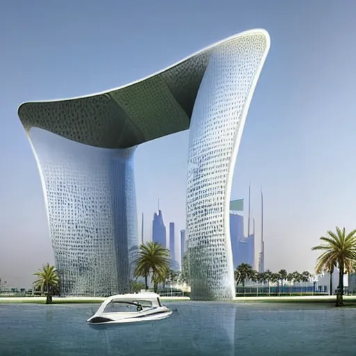 Image similar to giant toilet arch vis of dubai city of the future named toilet land