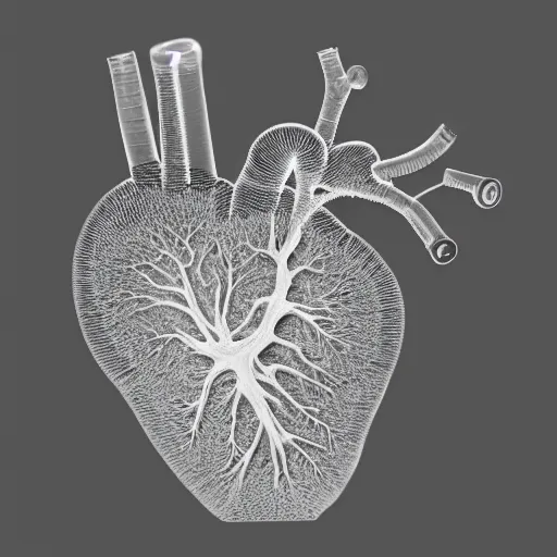 Image similar to x - ray of bio engineered heart carved out of ivory, canon 5 d 5 0 mm lens