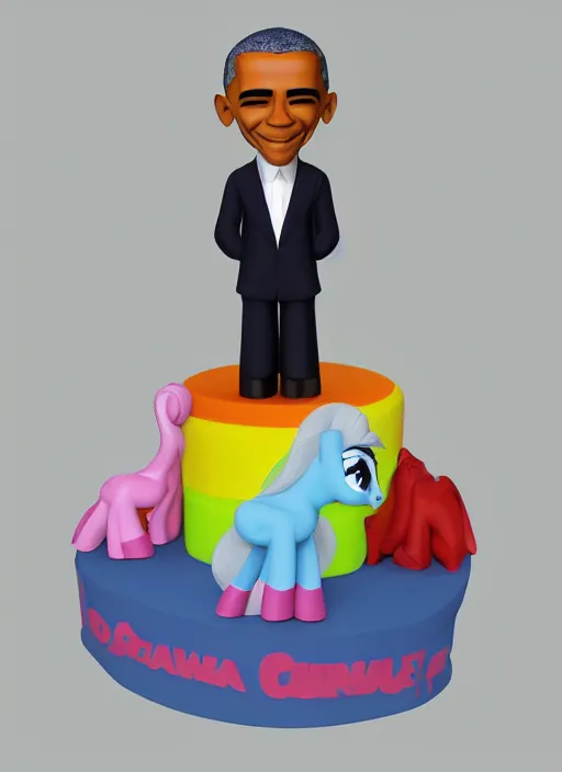 Image similar to barack obama is a cute cartoon character in my little pony, 3 d clay figure, kawaii