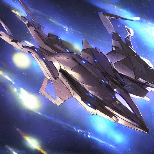 Image similar to a beautiful spaceship by Shōji Kawamori, trending on Artstation