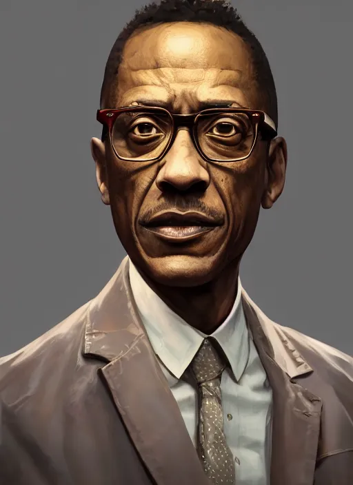 Image similar to gustavo fring, au naturel, hyper detailed, digital art, trending in artstation, cinematic lighting, studio quality, smooth render, unreal engine 5 rendered, octane rendered, art style by klimt and nixeu and ian sprigger and wlop and krenz cushart