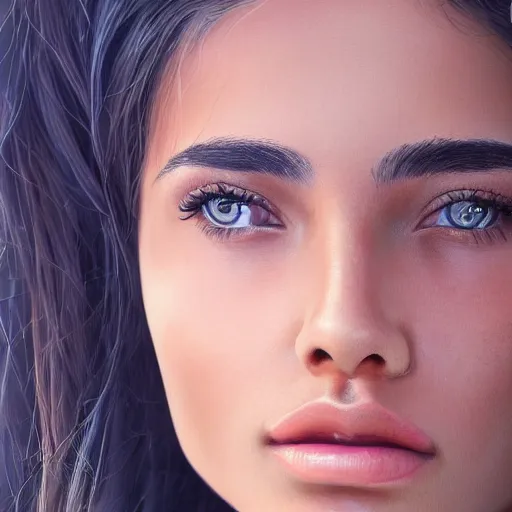 Image similar to a close up of beautiful Estefania Villegas perfect face, beauty spot by her left cheek, highly detailed, digital painting, artstation, concept art, smooth, sharp focus, illustration, art by Davinci, 8K,