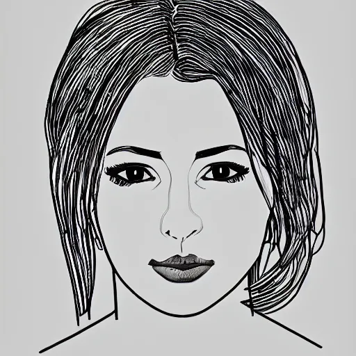 Prompt: female portrait one line art