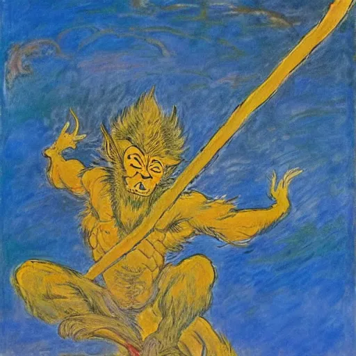 Image similar to Sun Wukong, Journey to the west, Claude Monet